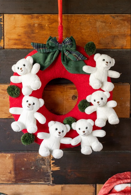Ghirlanda in peluche con orsetti ABBRACCIAMI - diam. 40 cm - L'Atelier17